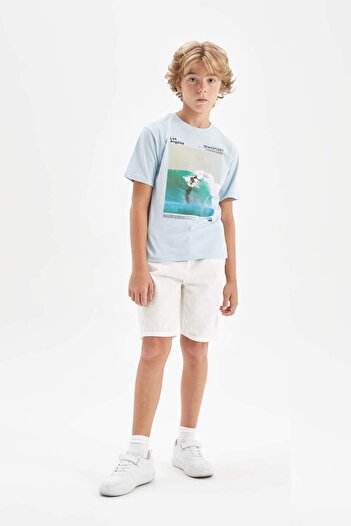 DeFacto Tricou cu mânecă scurtă pentru băiat, cu decolteu, - C3314A824SM
