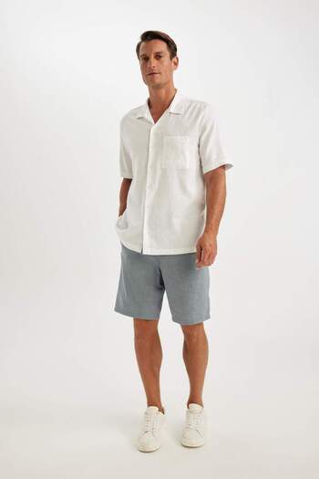 DeFacto Relax Fit Linen Look Bermuda Shorts with Pockets C7381Ax24Sm