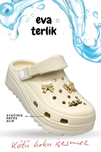 Moda Anna Sermoda Comfortable Sole High Scale Hospital Cook Nurse Doctor Slippers Eva Sabo Women's Slippers Ecru