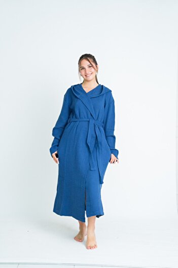 Natural Μπουρνούζι Unisex Μουσελίνα 4 στρώσεων - Με κουκούλα