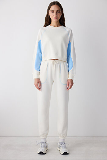 Penti White Sleeve Detailed Mirella Sweatshirt - Saude Collection