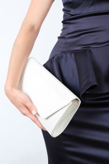 NAZART Women's Cupra Mother of Pearl Silvery Chain Evening Dress Ladies Clutch Portfolio Evening Bag