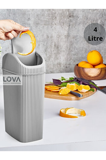 Lova 4 Lt Deco Slim Mutfak,Banyo,Tezgahüstü Çöp Kovası