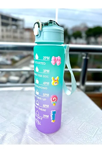 OSMEY 900 Ml Purple Motivational Water Bottle Children's Cute Water Bottle Bpa Free Water Bottle