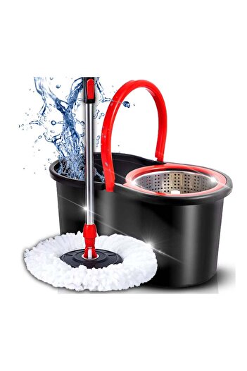 OEM Mop Rotativ cu Galeata - 3 in 1, Cuva Inox, 8 L, Coada Reglabila, Material Premium - Orice Suprafata