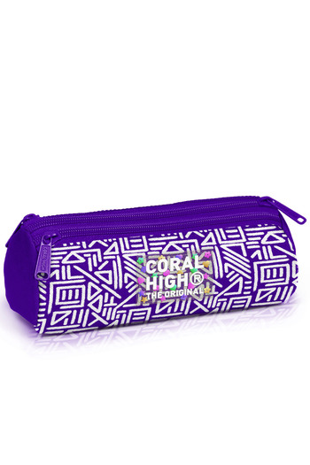 Coral High Patterned Three Compartment Pencil Bag 11183