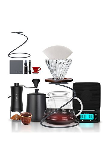 MIBRU V60 Coffee Set 13 Piece Coffee Drip Coffee Making Kit Premium Pour Over Manual Grinder Dripper