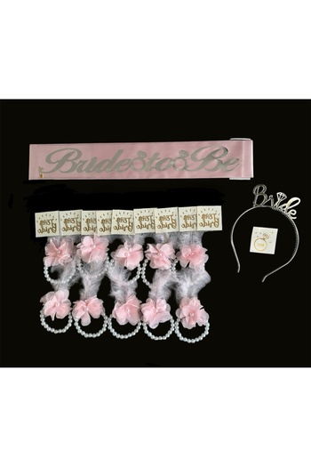 AYS Pink Bride to Be Bridesmaid Bracelet and Tattoo, Bridal Crown Sash Bachelorette