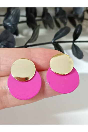 mos&more Gold Pink Plate Small Women's Earrings