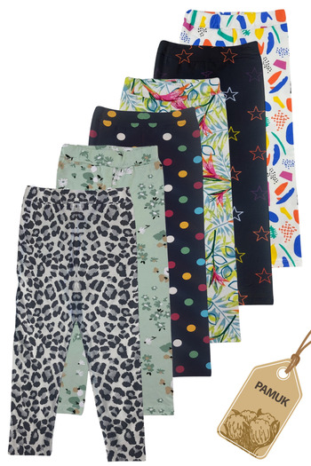 MK Mukko Kids Colanți din bumbac pentru copii - Set de 6 colanți lungi de vară sezonieri confortabili din Lycra cu model (2-13 ANI) St-3