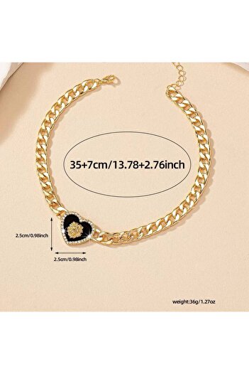 QERMA Kalp Figürlü Aslanlı Kolye Kalp Kolye Choker Kolye