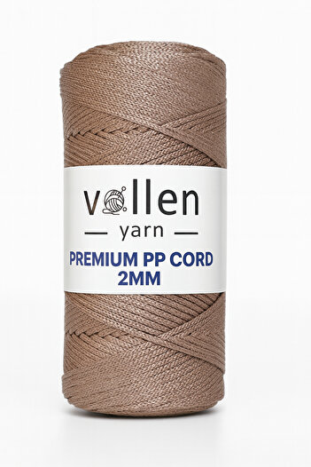 vollen yarn 200gr/230m Premium Polyester Macrame Twine 2mm, μακραμέ Σχοινί, μακραμέ, σουπλά, τσάντα Σχοινί, Χρώμα πέτρας