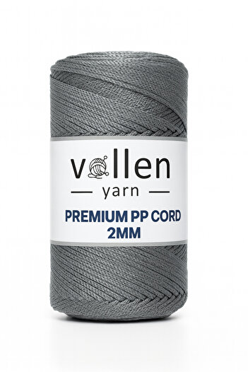vollen yarn 200gr/230m Premium Polyester Macrame Twine 2mm, μακραμέ Σχοινί, μακραμέ, σουπλά, τσάντα Σχοινί, σκούρο γκρι