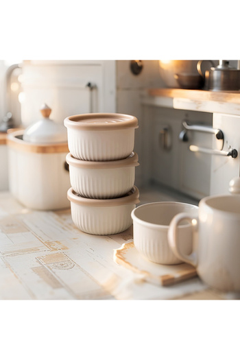 Alicia Home Mocha Set of 4 Storage Containers - Beige - 10 cm