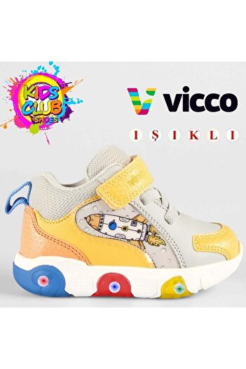 Vicco Rocky Phylon Rubber Sole Orthopedic Lighted Children's Boots Gray