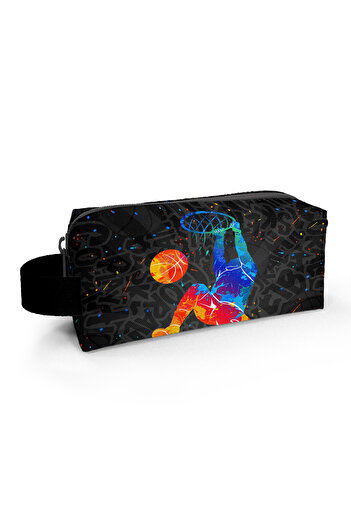 Coral High Kids Gray Basketball Patterned Navy Blue Pencil Bag 22083