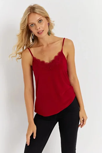 Cool & Sexy Red Lace Women's TanK Top - AYD353