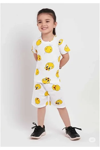 Store Tweety Printed Unisex Kids Summer Suit Thin Short Sleeve