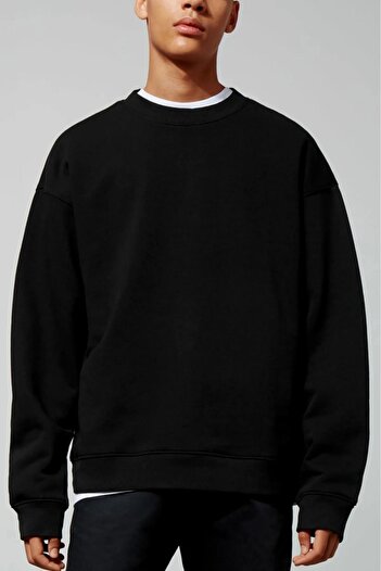 VBSVİBES BLACK CREW NECK OVERSIZE SWEATSHIRT YOKAHAMA