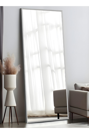 Taimi Large Mirror With Elegant Design 160x50 Cm-full Length Mirror With White Metal Frame And Back Stand