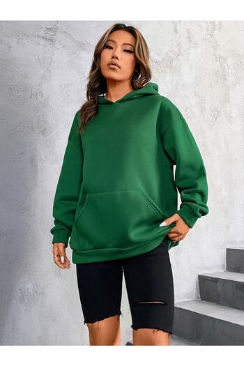 CLAYES Γυναικείο φούτερ με κουκούλα Green Kiss Me Oversize