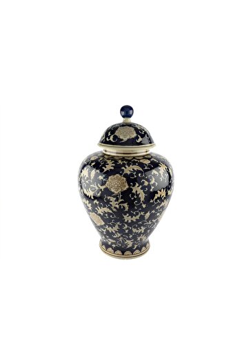 Mikasa Moor Lacivert Bej Desenli Kapaklı Küp 44x67cm