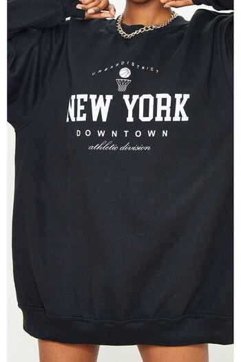 CLAYES New York Downtown Sweatshirt - Black Printed Oversize Crew Neck