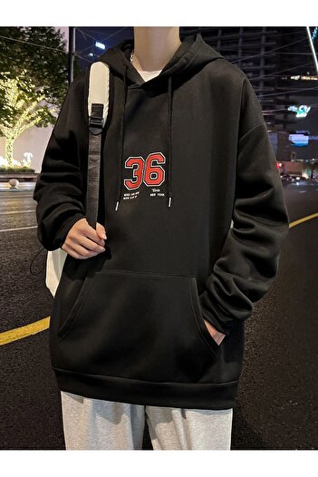 VBSVİBES Unisex Oversize Brooklyn 36 Printed Hooded Sweatshirt