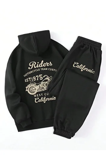 VBSVİBES BLACK COMFY MOLD PRINTED HOODED SWEATSHIRT