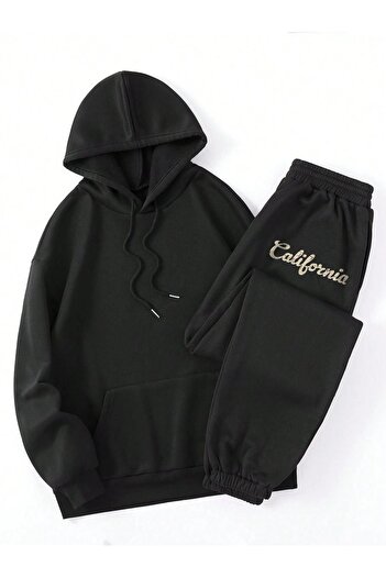 VBSVİBES BLACK COMFY MOLD PRINTED HOODED SWEATSHIRT