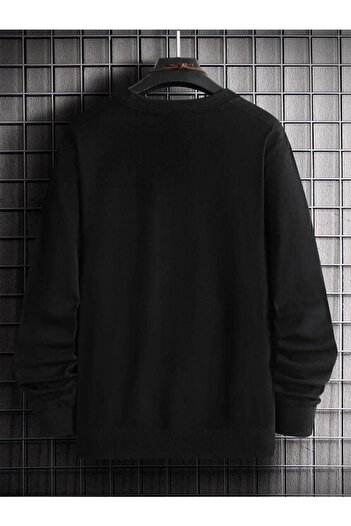 CLAYES Κινέζικο φούτερ - Μαύρο εμπριμέ Oversize Crew Neck