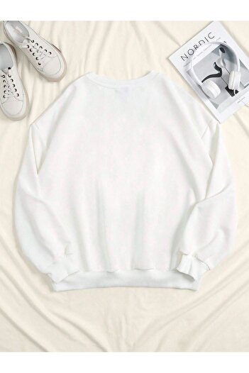 CLAYES Tokyo 1986 Sweatshirt - White Printed Oversize Crew Neck