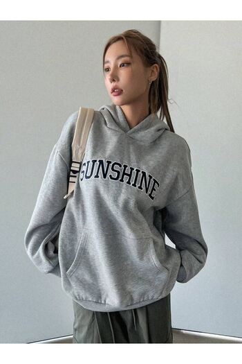 CLAYES Φούτερ Sunshine - Γκρι Oversize Βαμβακερή κουκούλα