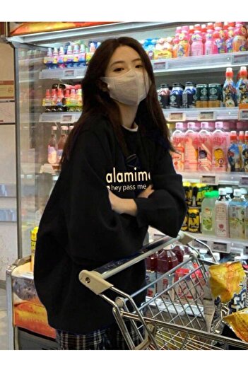 VBSVİBES Crew Neck Oversize Sweatshirt Black MALAMIMO