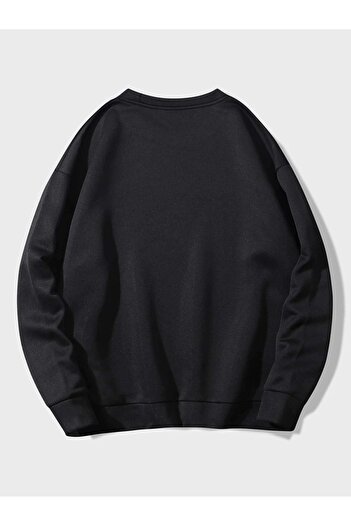 CLAYES Kedimoji Sweatshirt - Black Printed Oversize Crew Neck