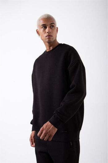 VBSVİBES BLACK CREW NECK OVERSIZE SWEATSHIRT VIBES DRAGON
