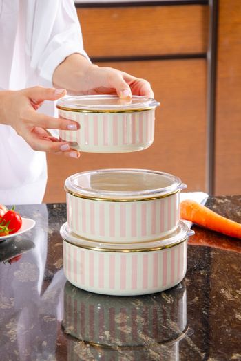 Le murano Blush Royale Enamel 3-Piece Storage Container Set 14 |   16 |   18cm
