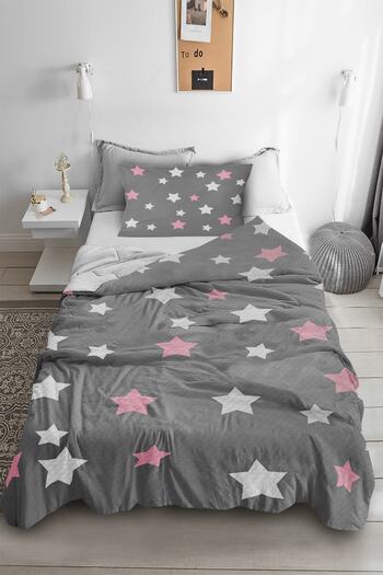 HOMESSA Star Patterned Single Pique (With Pillow Case)