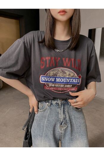CLAYES Μπλουζάκι Stay Wild Smoked Oversize - Με στάμπα