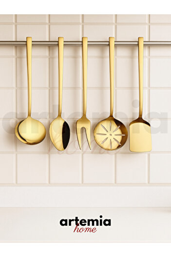 DMR LİFE Osiris Model 5 Piece Titanium Gold Sauce Serving Set (Small Size)