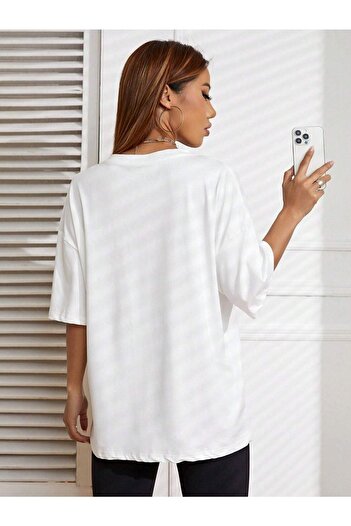 CLAYES Μπλουζάκι Malibu Oversize - Λευκό, Crew Neck, Κοντό μανίκι
