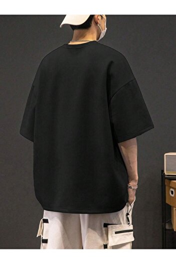 CLAYES New York Hustle Single Jersey T-Shirt - Black Printed Oversize Crew Neck Short Sleeve T-Shirt