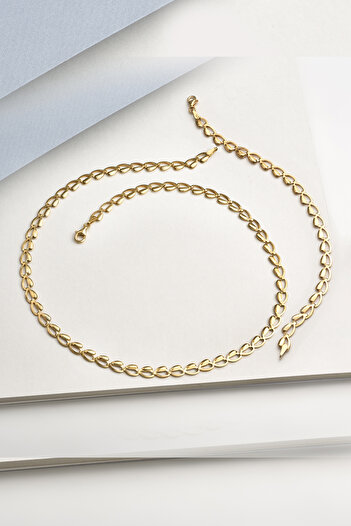 Nox Jewelry 14 Ayar Altın Kaplama İtalyan Gösterişli Arpa Zincir Kolye - NP00104