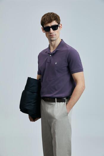 Lufian Plum Men's Polo Neck T-Shirt 111040206 Laon Polo