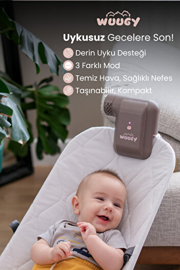 WUUGY Akıllı Bebek Uyku Asistanı – Taşınabilir, Titreşimli, Beyaz Gürültülü, Hava Filtreli Yardımcı