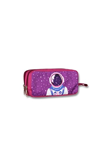 ÜMİT ÇANTA Ümit Çanta Two Compartment Girl Astronaut Pencil Bag - Purple 3012