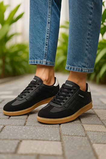 Nstil Casual Women's Men's Sneaker Lace-Up Stitching Detail Oval Toe Serrated Sole Hafir Sports Shoes 353
