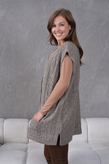 Lamierra Knitwear Wool Vest Super Battal Large Size