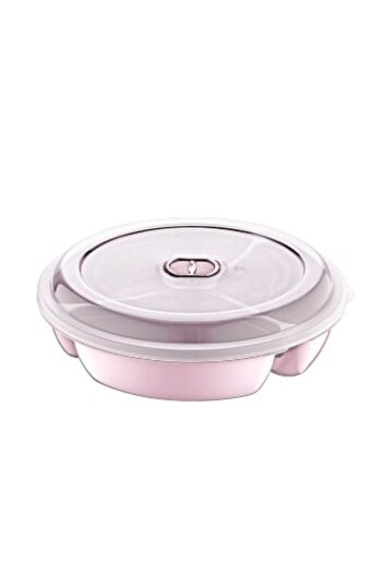 HOBBY LİFE 3 Compartment Microwave Storage Container with Lid, Nutrition Container 21 X 21 X 5 (H) cm