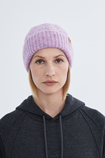 Nordbron Lilac Acrylic Knitwear for Women - Soft Cap, Double Fold, Winter Logo Basic Wainy